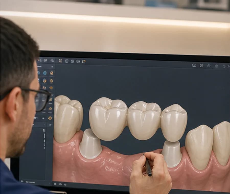 Digital design of a ceramic dental bridge